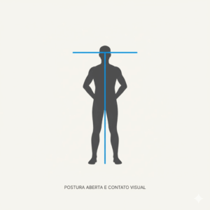 Silhueta minimalista demonstrando postura corporal assertiva e confiante