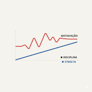Gráfico comparando a instabilidade da motivação com a constância da disciplina