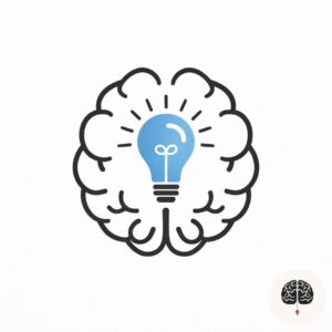 Ilustração minimalista de um cérebro representando performance intelectual