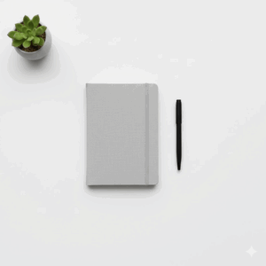 Mesa de trabalho minimalista representando um ambiente focado e sem distrações