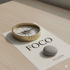 Bússola simbolizando direção e foco mental no trabalho