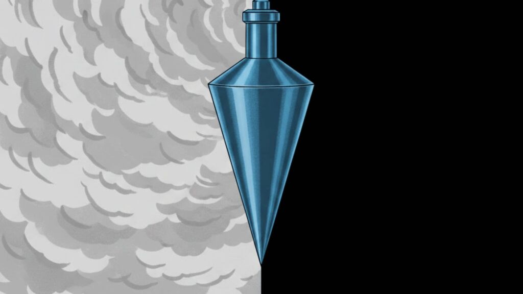 Ilustração minimalista de um prumo simbolizando disciplina vs motivação