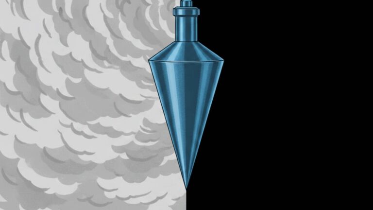 Ilustração minimalista de um prumo simbolizando disciplina vs motivação