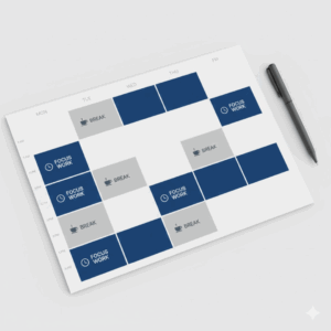 Exemplo visual de técnica de time blocking para produtividade