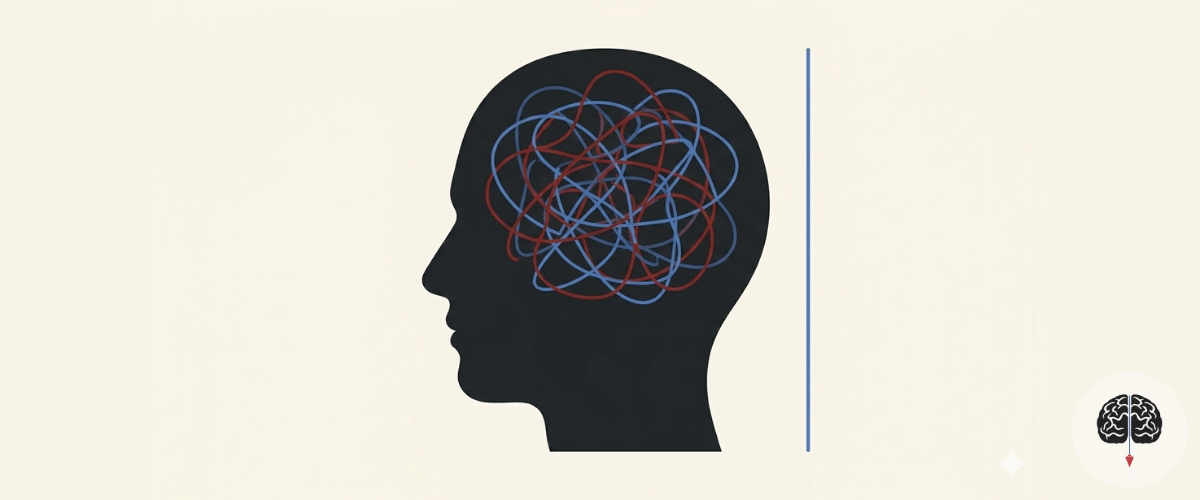 Ilustração de sobrecarga cognitiva e organização de ideias