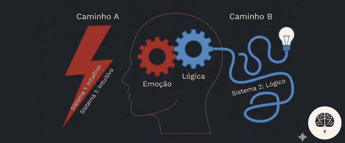 Infográfico comparativo entre pensamento intuitivo e pensamento lógico