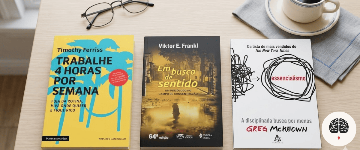 Livros sobre propósito, essencialismo e produtividade para desenvolvimento pessoal